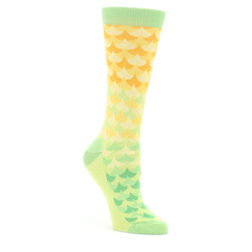 Green Yellow Mermaid Socks - Women's Novelty Dress Socks