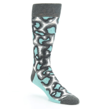 Teal Gray Heat Map Camo Men's Dress Socks