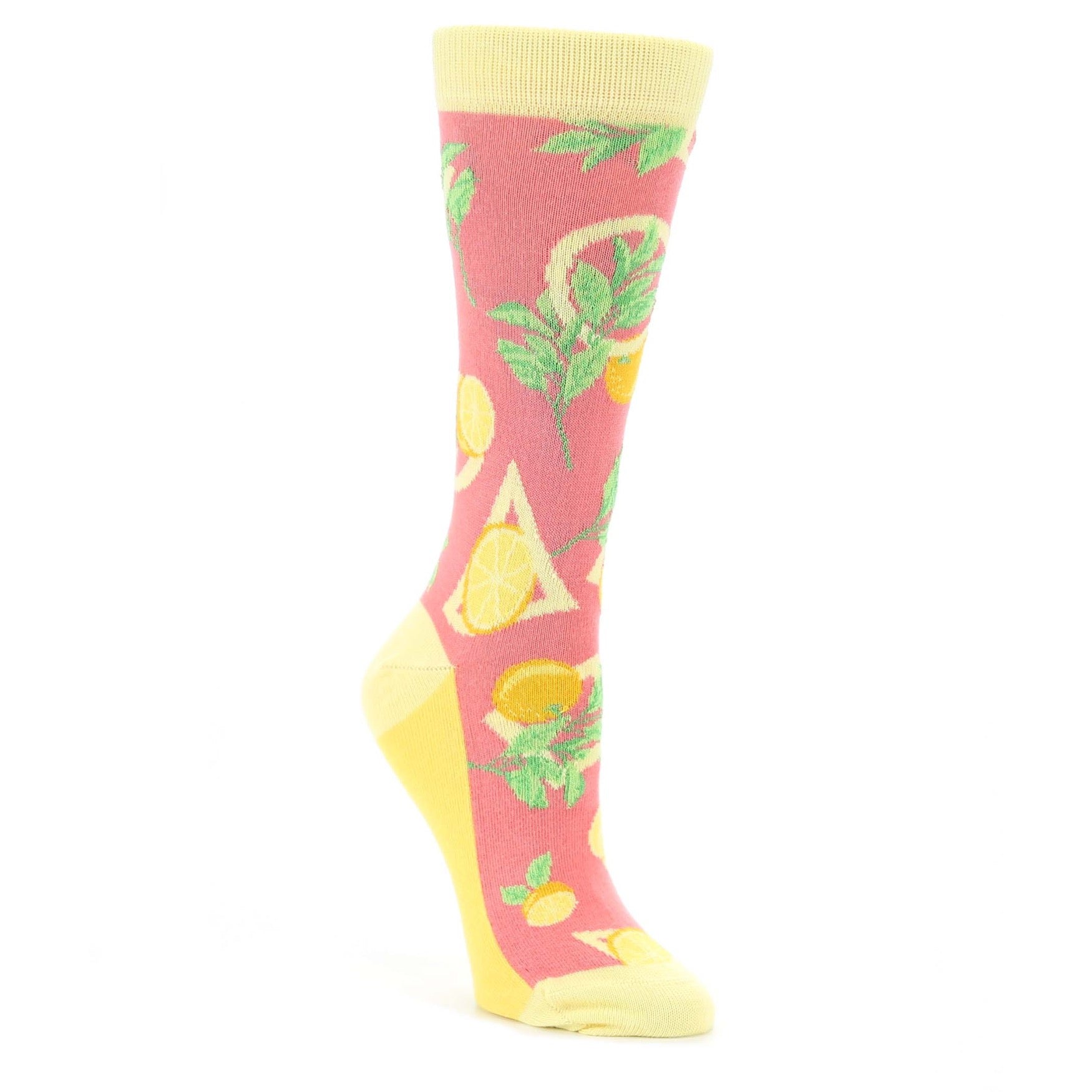 Coral Fruit Lemons Women's Dress Socks