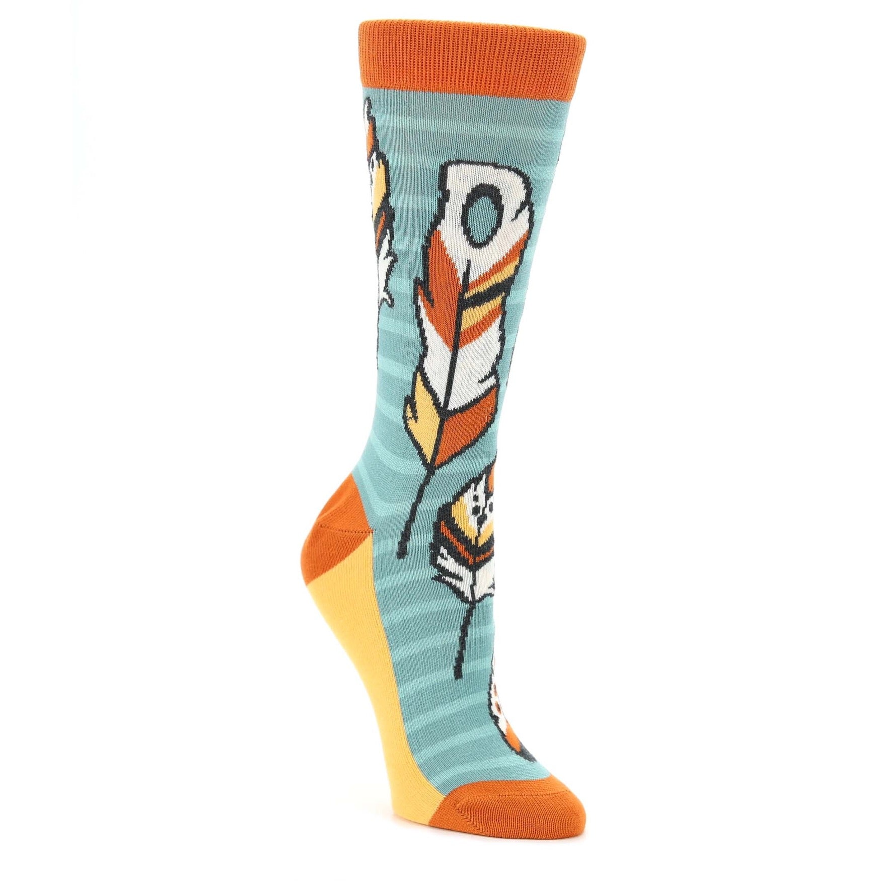 Teal Red Feathers Women's Dress Socks