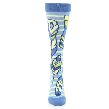 Blue Yellow Feather Socks - Women's Novelty Socks
