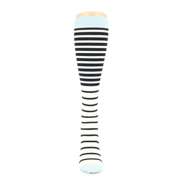 Black and White Striped Compression Socks | Knee High