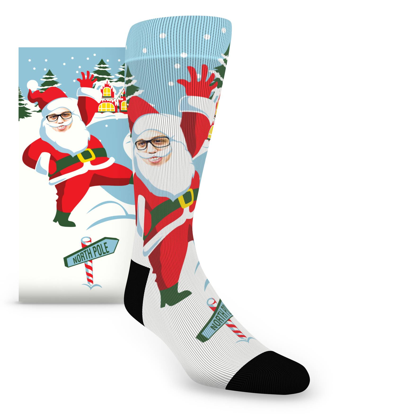 Santa Claus Christmas Custom Face Socks - Men's Custom Socks