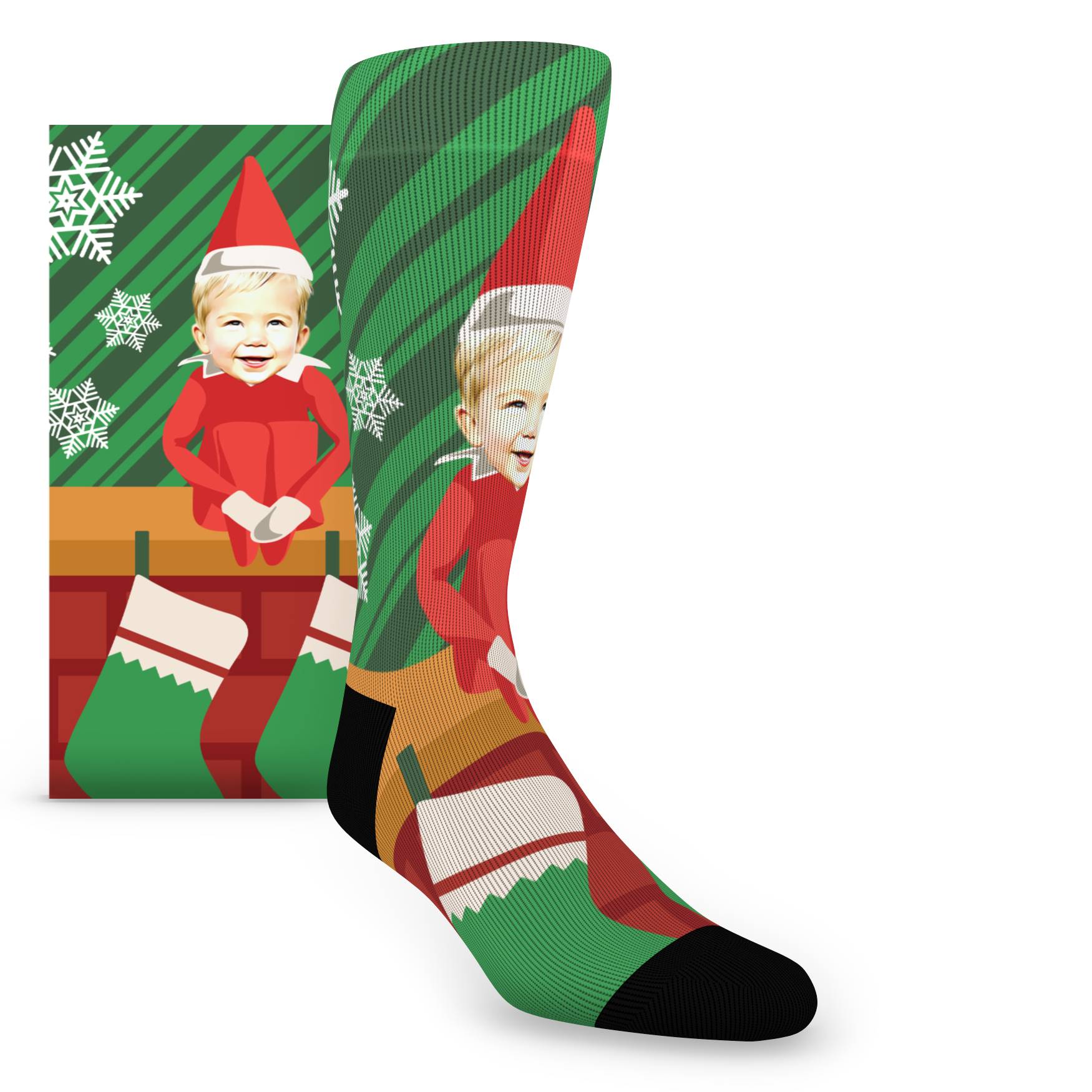 Elf on the Shelf Christmas Custom Face Socks - Men's Custom Socks