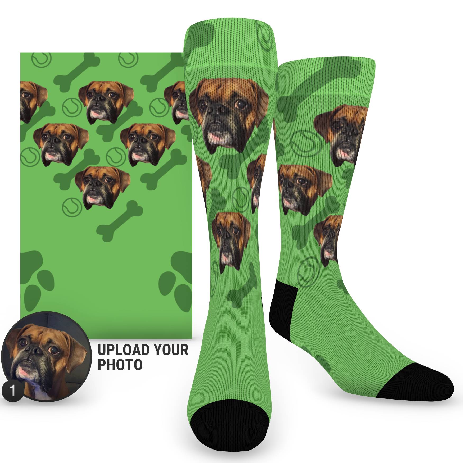 Custom Dog Face Socks - Men's Custom Socks - (multiple colors)