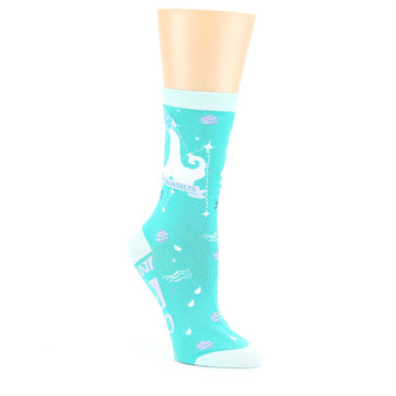 Turquoise Aquarius Zodiac Sign Socks - Women's Novelty Socks
