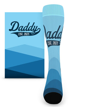 Blue Daddy Established Date Custom Socks - Men's Custom Socks