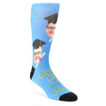 Graduation Cap & Diploma Custom Face Socks - Men's Custom Socks (Multiple Colors)
