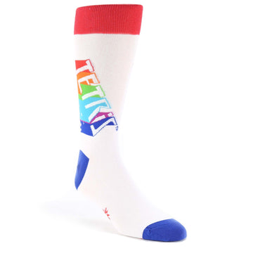 White Multicolor Tetris Socks - Men's Novelty Dress Socks