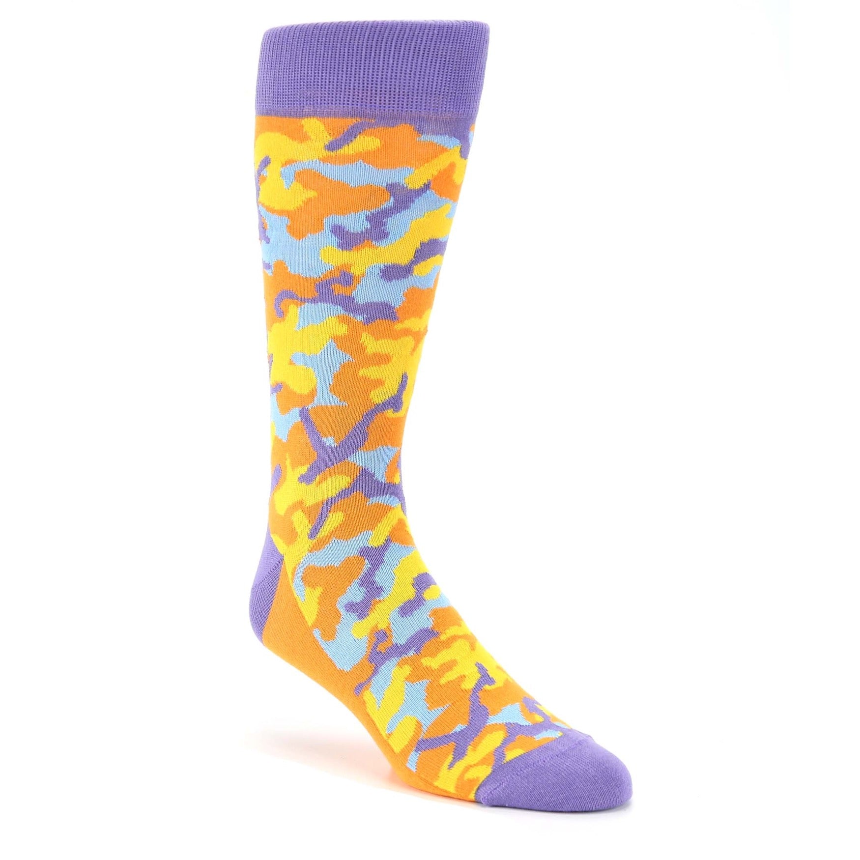 Orange Purple Camo Socks - Men's Dress Socks