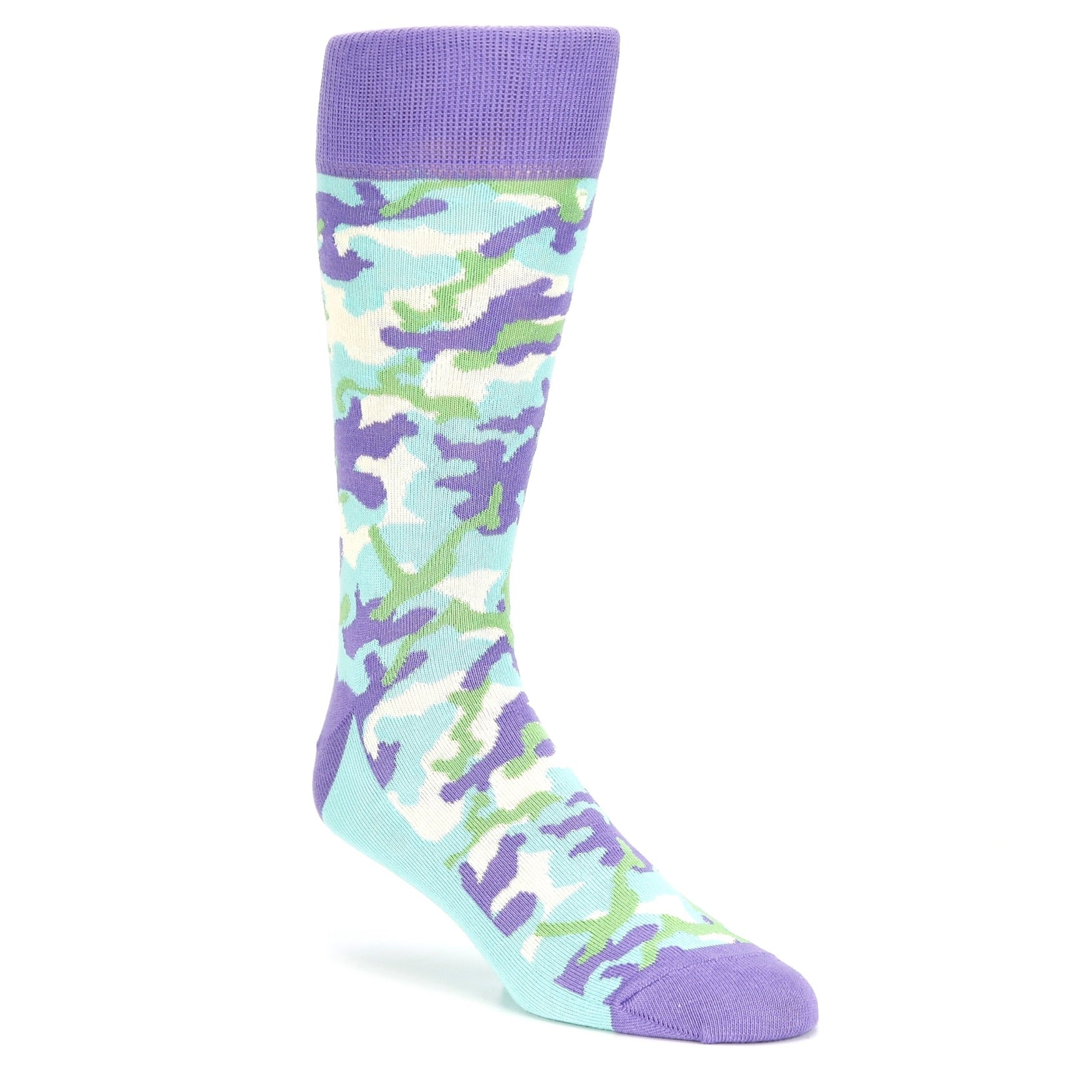 Teal Purple Camo Socks Men's Dress Socks