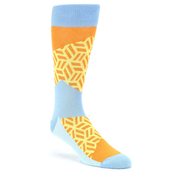 Orange Blue Hex Block Socks - Men's Dress Socks