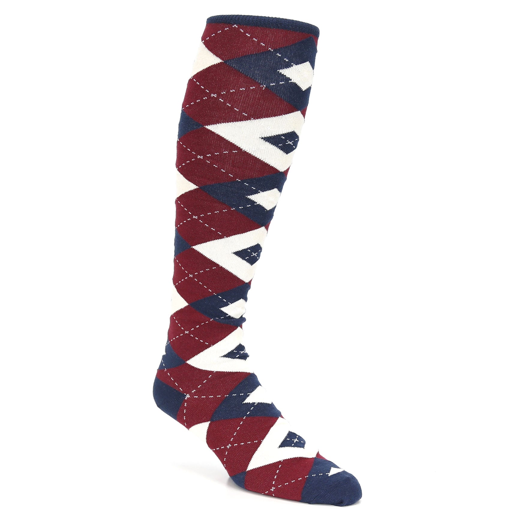 Burgundy Navy Argyle Socks