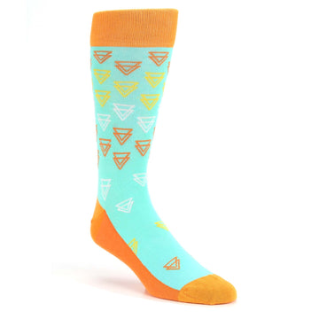 Teal Orange Double Triangle Socks - Men's Dress Socks
