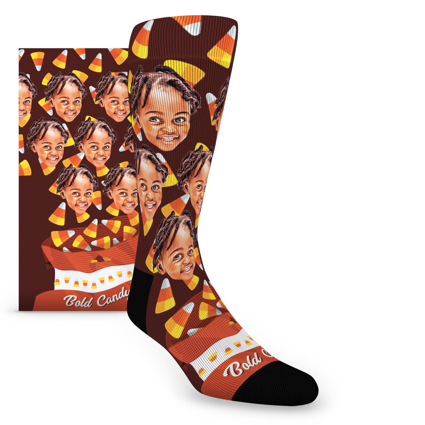 Candy Corn Custom Face Socks - Men's Custom Socks