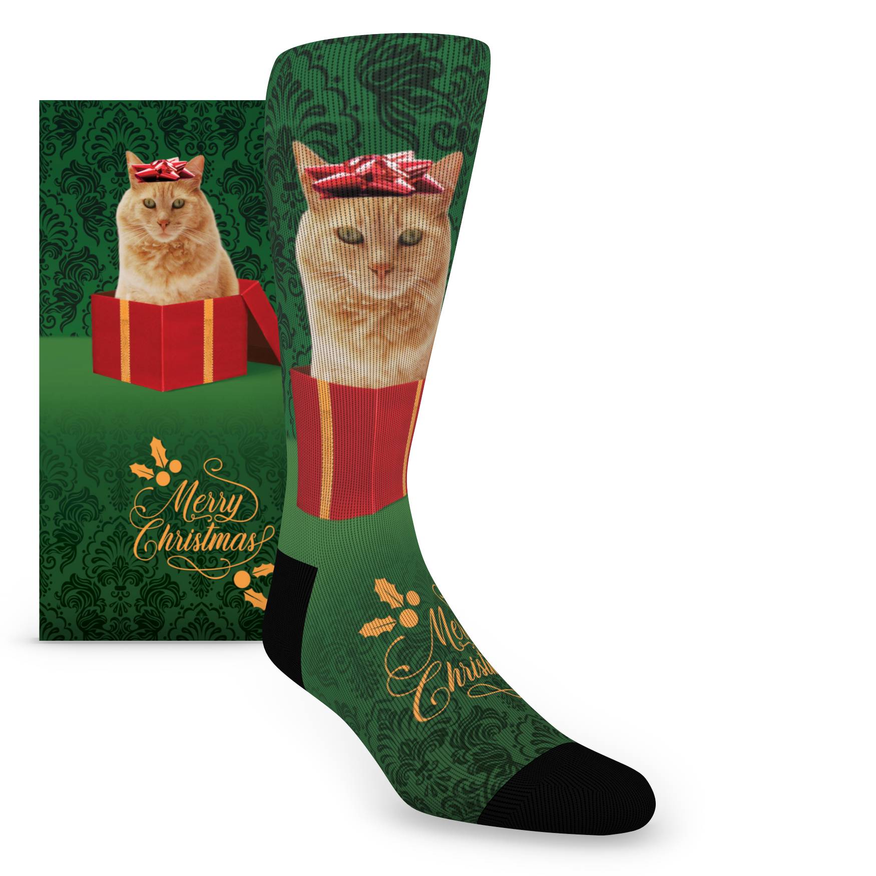 Christmas Pet Present Custom Face Socks - Men's Custom Socks