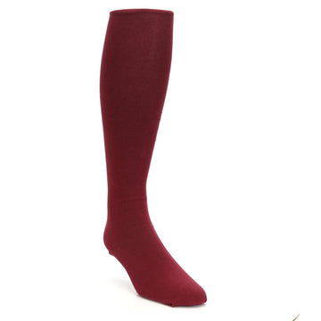 Burgundy Solid Color Socks - Men's Over-the-Calf Socks