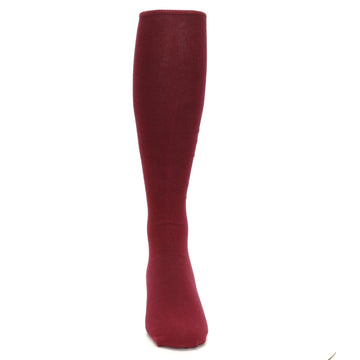 Burgundy Solid Color Socks - Men's Over-the-Calf Socks