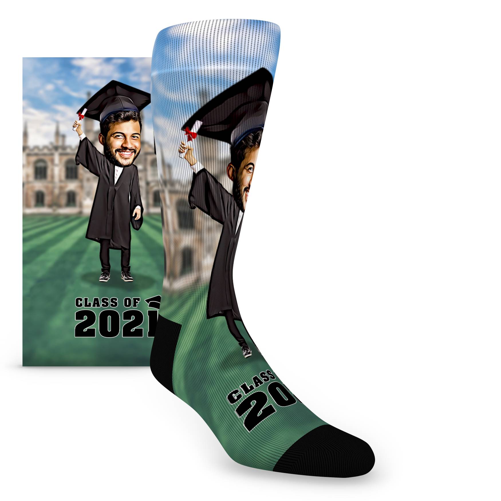 School Graduation Custom Face Socks - Men's Custom Socks