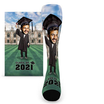 School Graduation Custom Face Socks - Men's Custom Socks