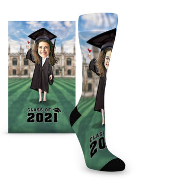 School Graduation Custom Face Socks - Women's Custom Socks