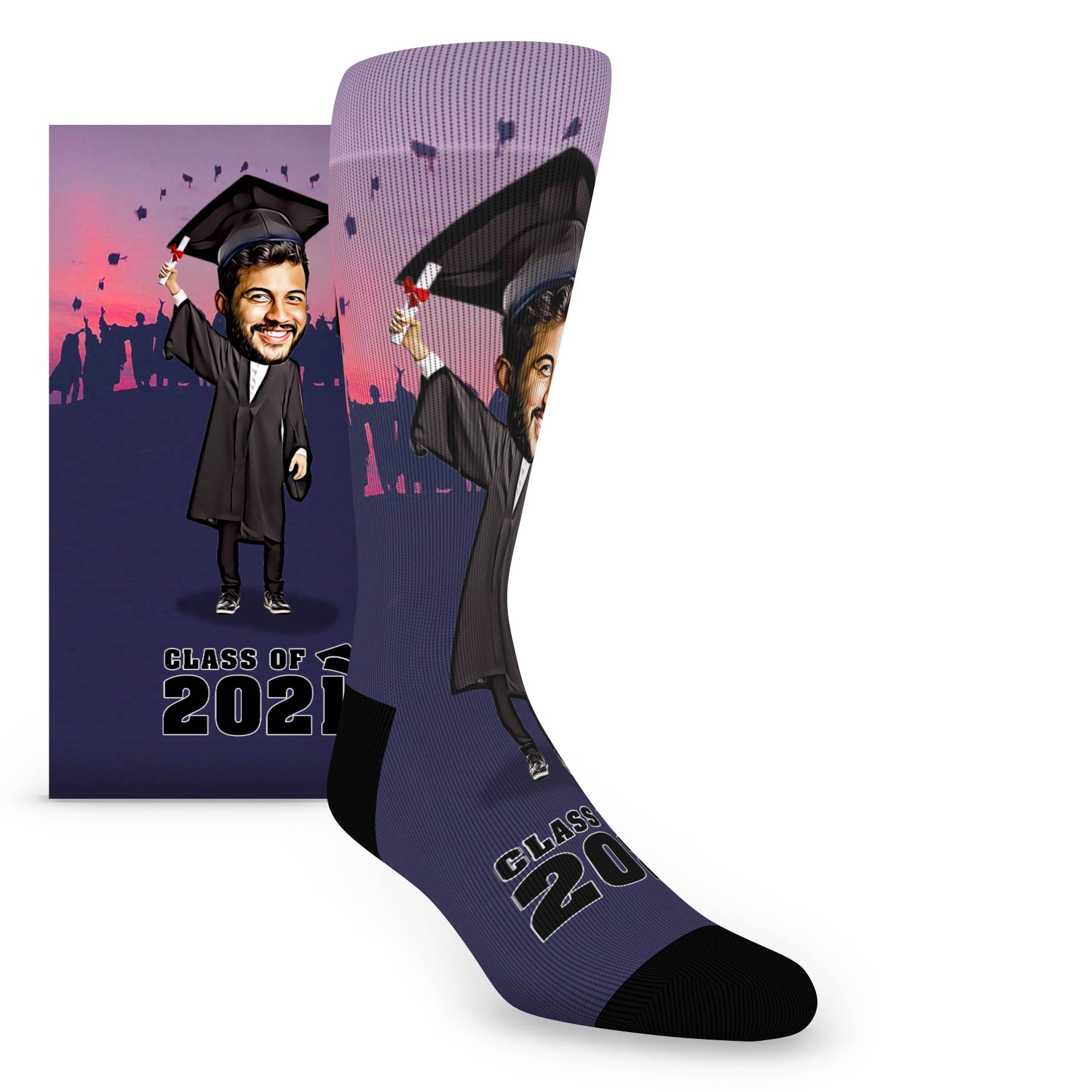 Congratulations Graduate Custom Face Socks - Men's Custom Socks