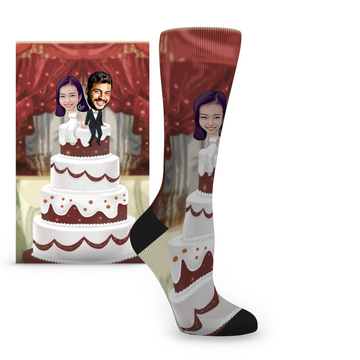 Custom Face Wedding Couple Cake Topper Women's Socks - Women's Custom Socks