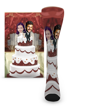 Custom Face Wedding Couple Cake Topper Women's Socks - Women's Custom Socks