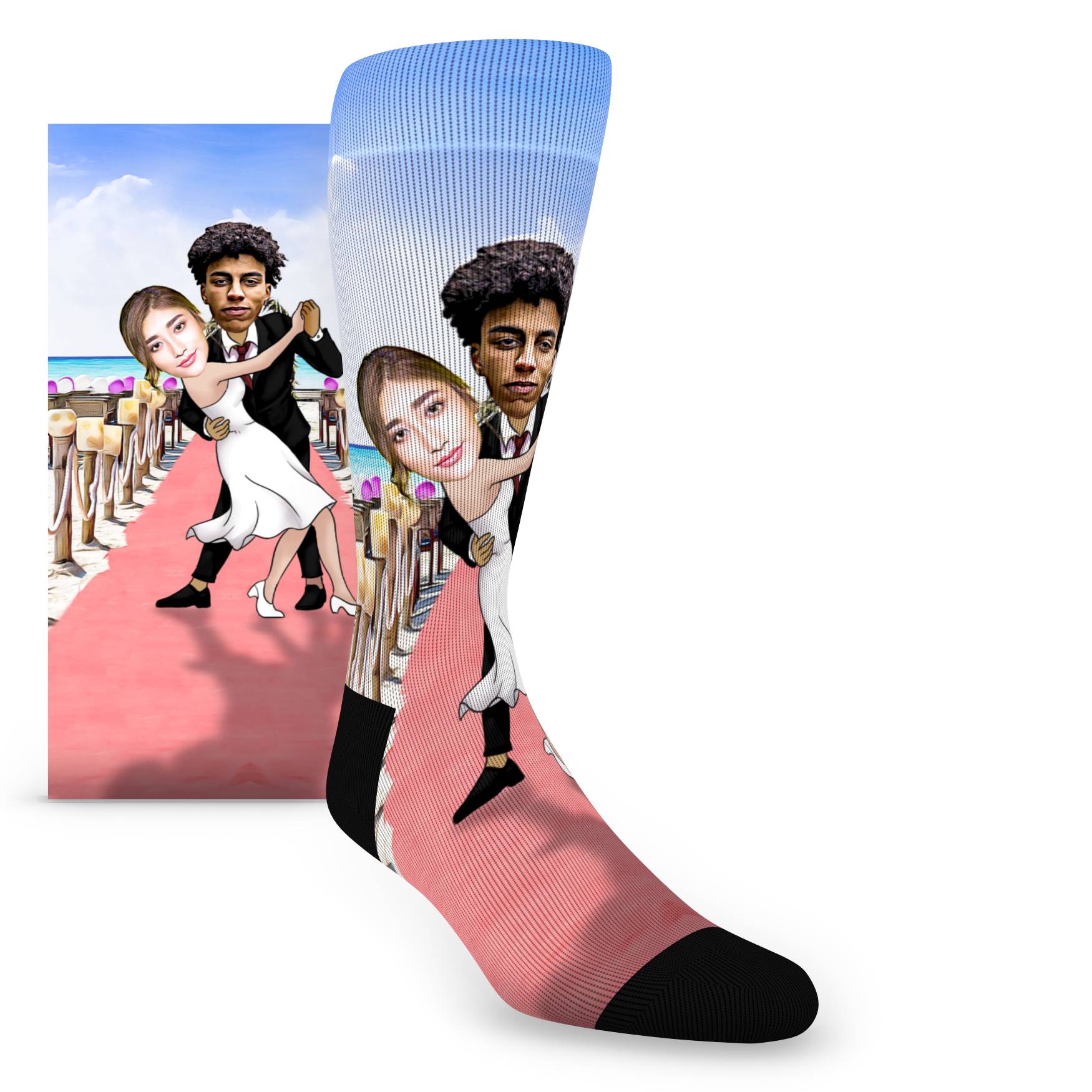 Custom Face Bride & Groom Announcement Dip – Men’s Custom Socks