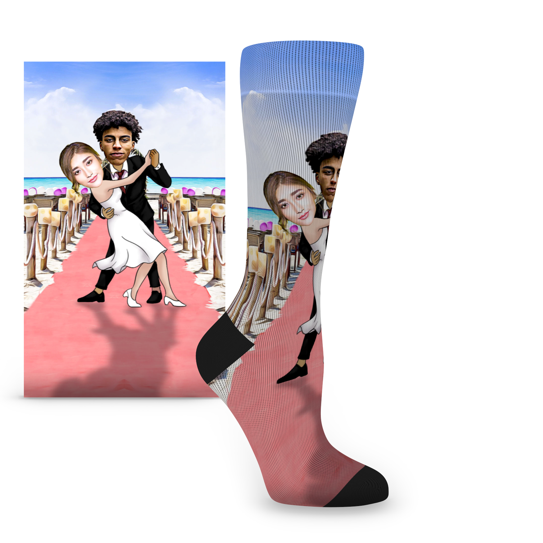 Custom Face Bride & Groom Announcement Dip - Women's Custom Socks
