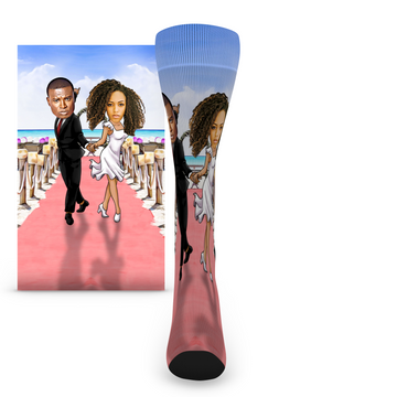 Custom Face Bride & Groom Announcement Salsa Dance - Women's Custom Socks