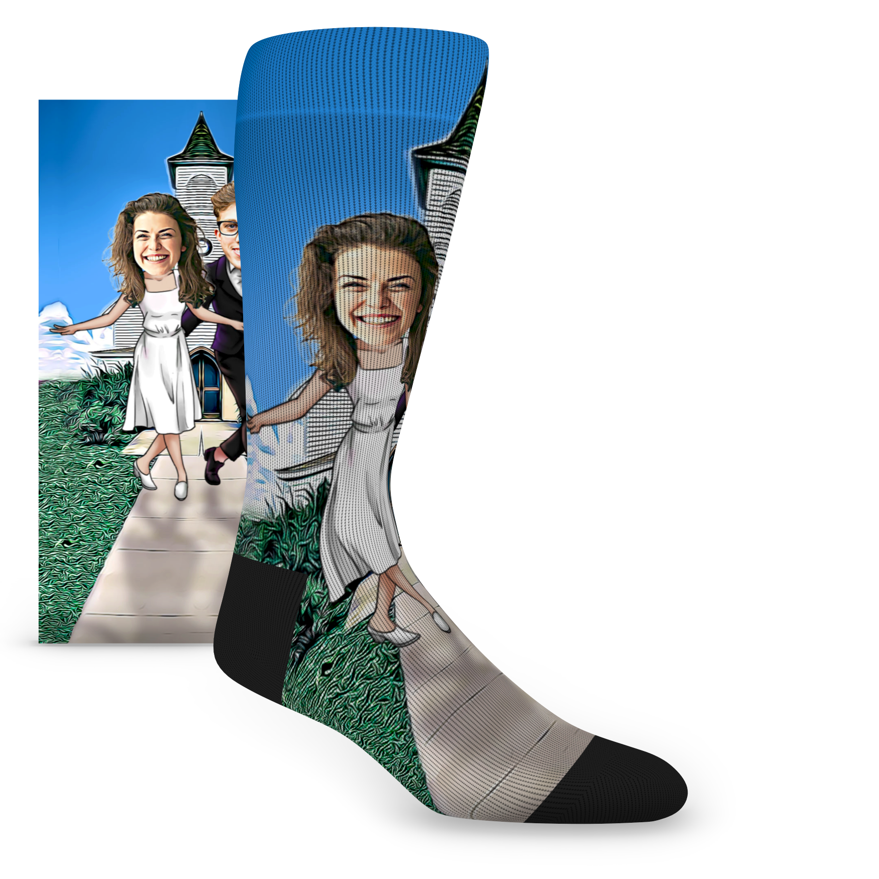 Custom Face Bride & Groom First Moment Shimmy Shake - Men's Custom Socks