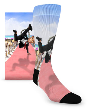 Custom Face Groomsmen Break Dancing Beach - Men's Custom Socks