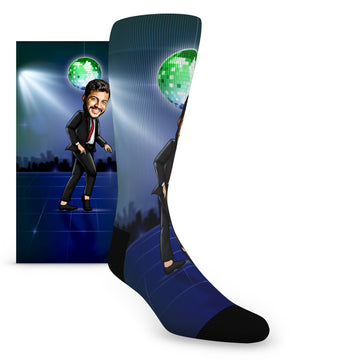 Custom Face Groomsmen Moonwalk City - Men's Custom Socks