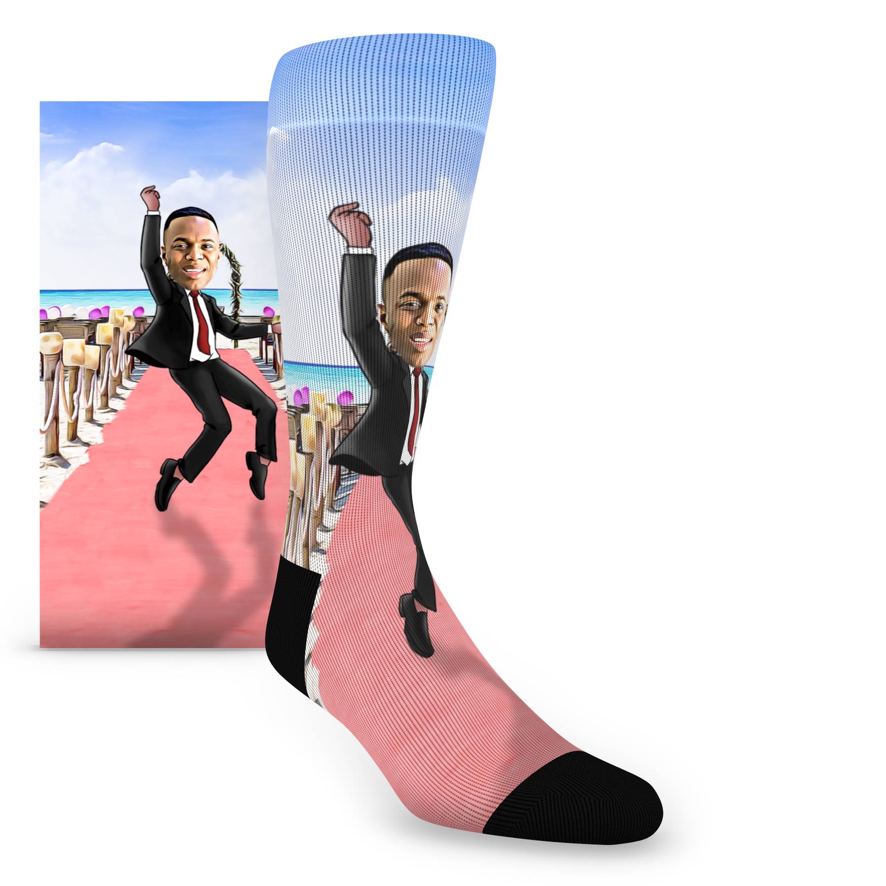 Custom Face Groomsmen Old-School Beach Wedding – Men’s Custom Socks