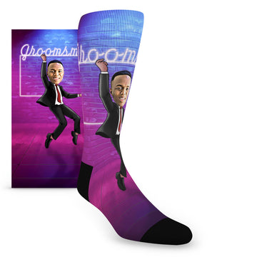 Custom Face Groomsmen Old School Dance Venue - Men's Custom Socks