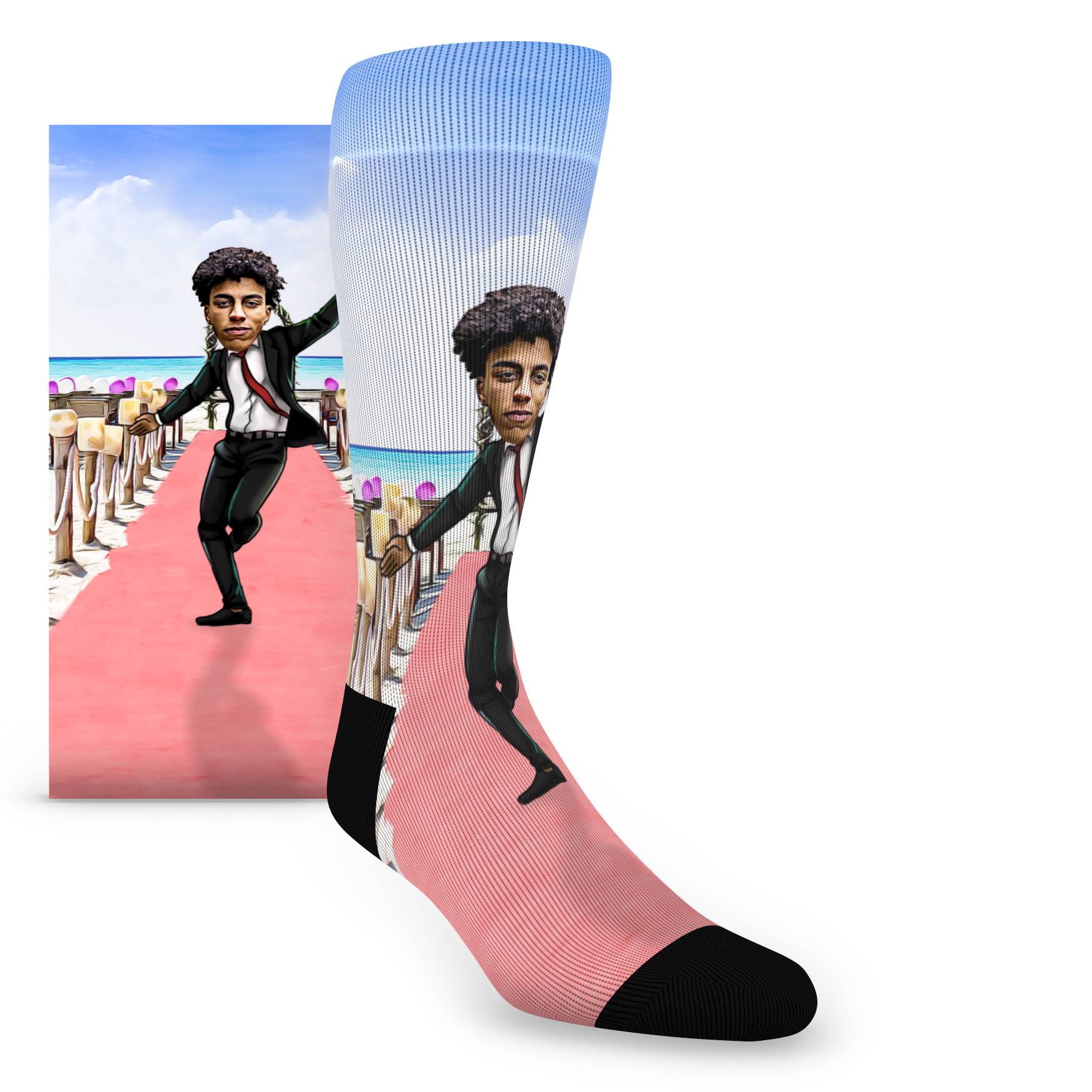 Custom Face Groomsmen Shimmy Dance Beach Wedding – Men’s Custom Socks