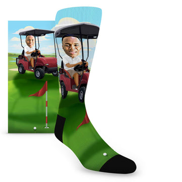 Custom Face Golf Cart Golfer– Men’s Custom Socks