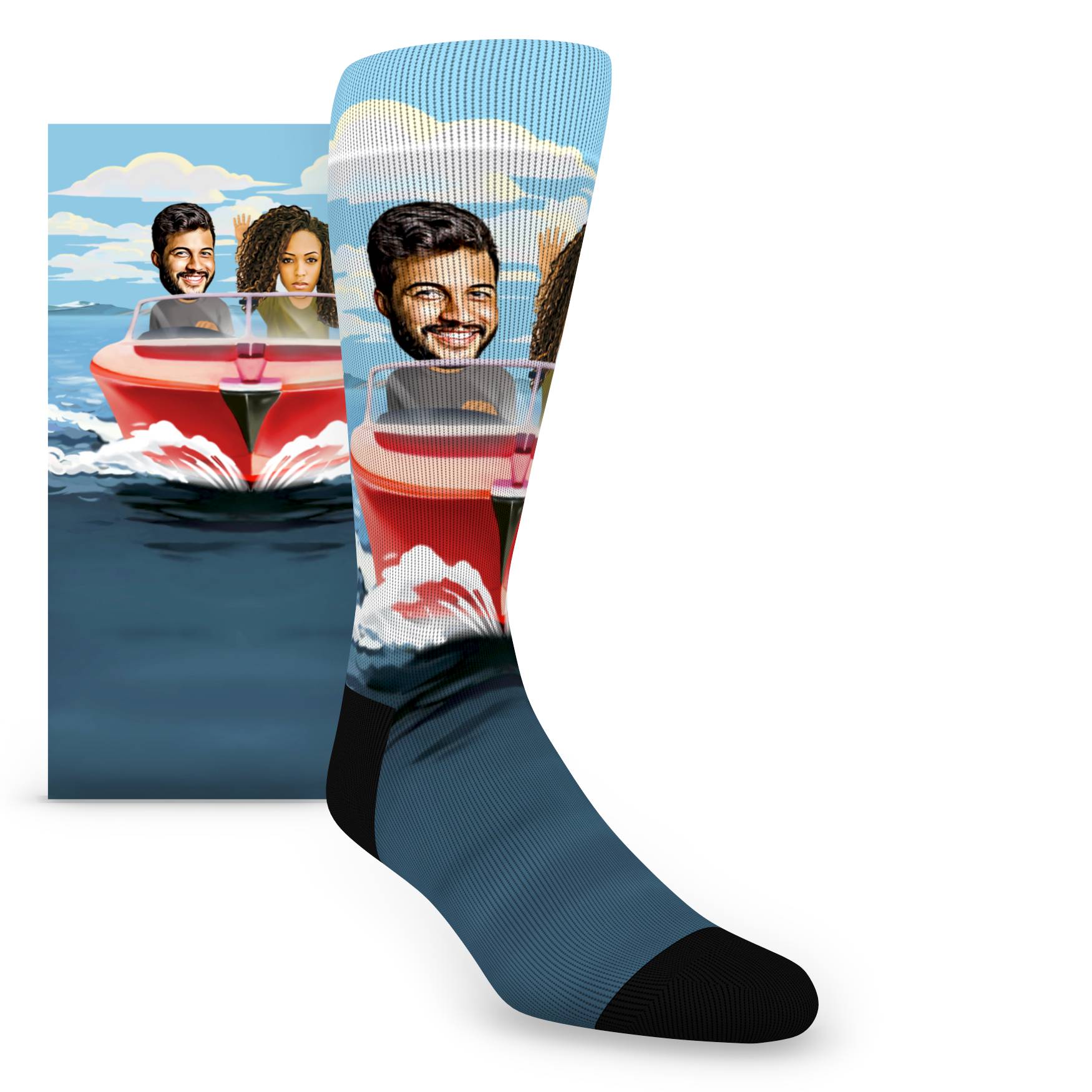Custom Face Boating Buddies on the Lake – Men’s Custom Socks