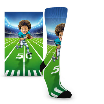 Custom Face Women's Football Player Caricature – Women’s Custom Socks