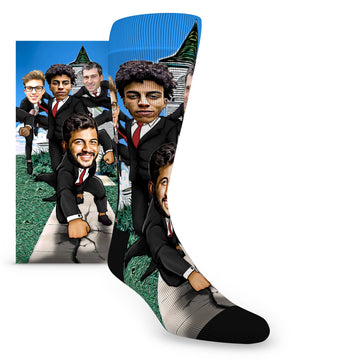Custom Face Groomsmen Super Hero Group at Church – Men’s Custom Socks