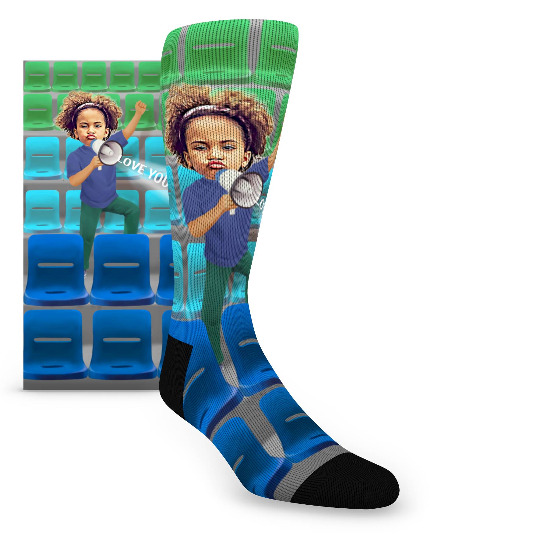Custom Face Best Parents/Grandparents Older Child Megaphone - Men’s Custom Socks