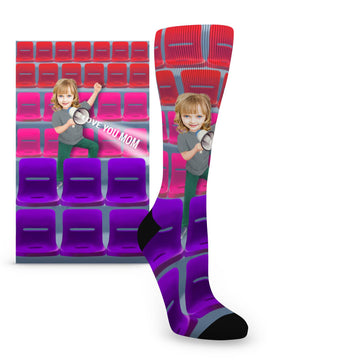 Custom Face Best Parents/Grandparents Younger Child Megaphone - Women’s Custom Socks