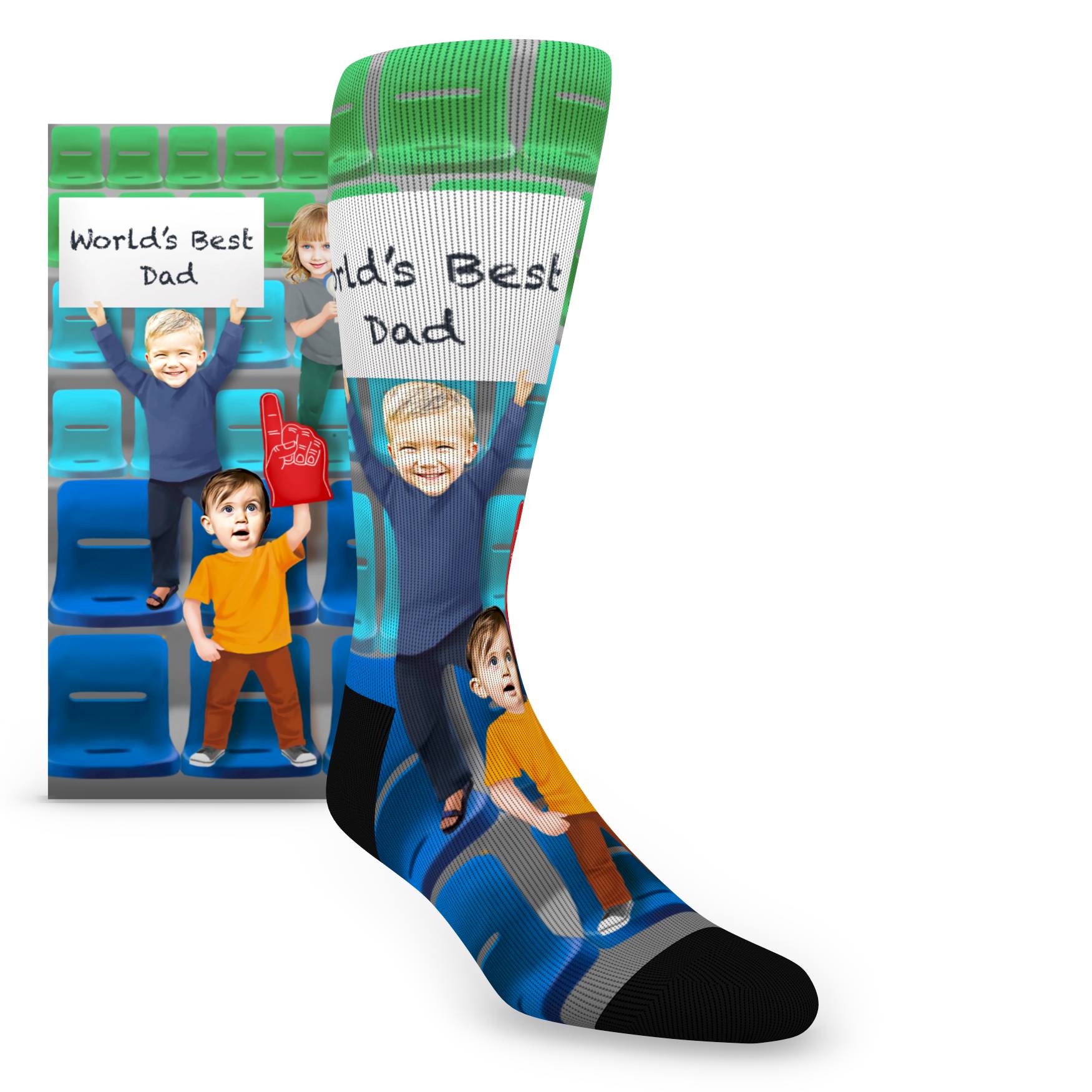 Custom Face Best Parents/Grandparents Three Younger Children - Men’s Custom Socks