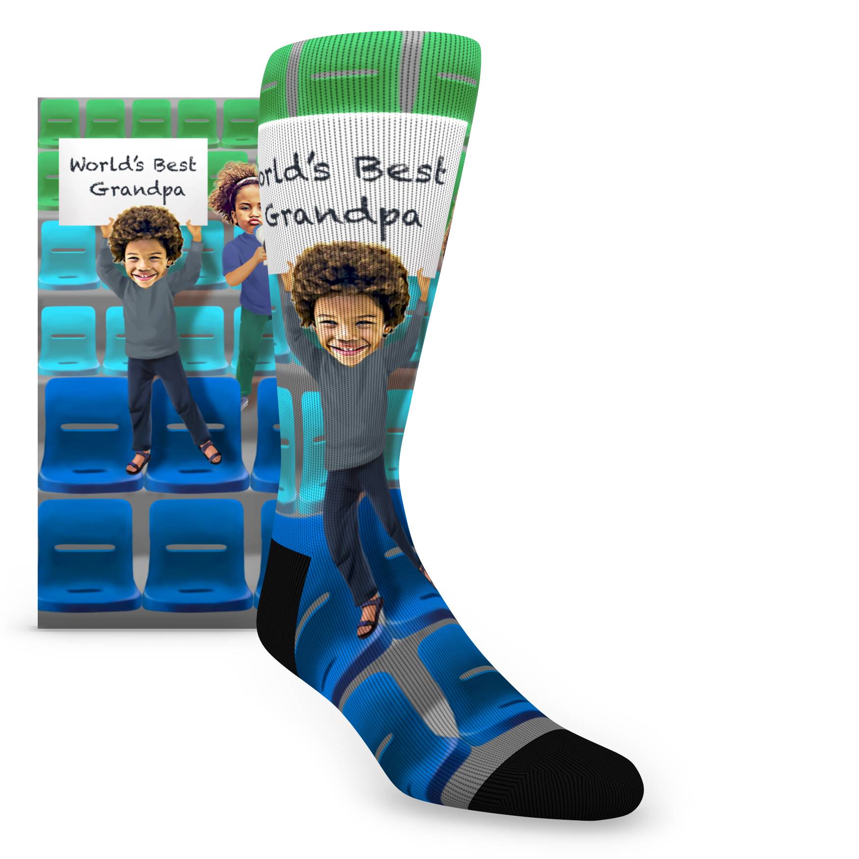 Custom Face Best Parents/Grandparents Two Older Children - Men’s Custom Socks