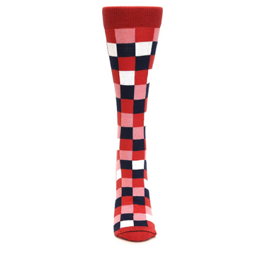 Red Pink Navy Checker - USA Made - Women's Novelty Socks