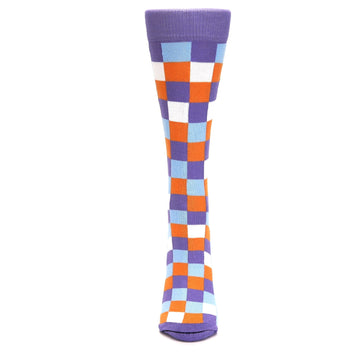 Purple Orange Blue Checker - USA Made - Women's Novelty Socks
