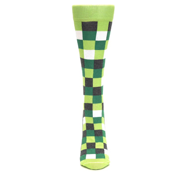 Green Gray Checker - USA Made - Women's Novelty Socks