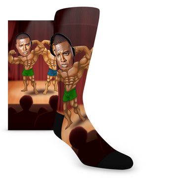 Custom Face Body Builder Gym Rat Buddies Caricature – Men’s Custom Socks