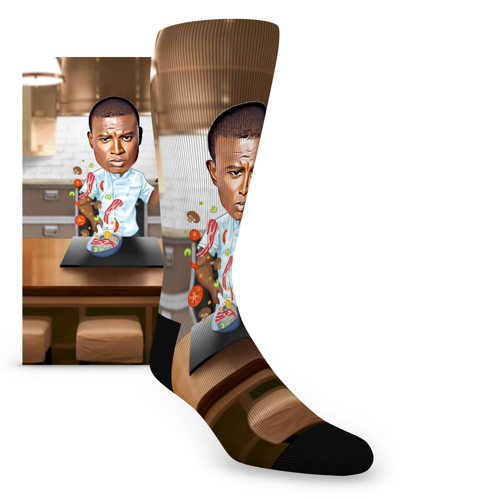 Custom Face Master Chef Caricature – Men’s Custom Socks